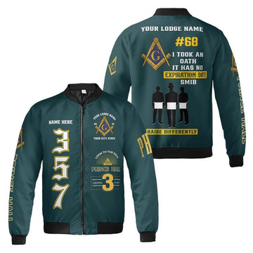 Personalized Name Freemasonry I Took An Oath Smib 357 Prince Hall 3D Bomber Jacket Size S-5XL