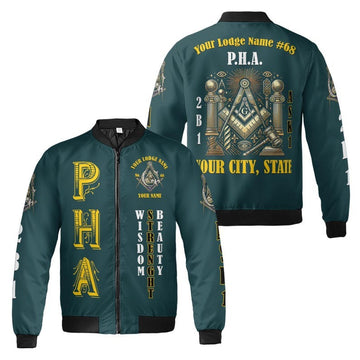 Personalized Name Freemasonry PHA 2B1 ASK1 Wisom Strenght Beauty 3D Bomber Jacket Size S-5XL