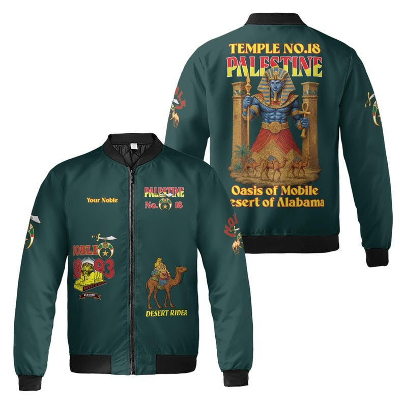 Custom Temple Name Nobles 1983 Mystic Shrine AEAONMS Pharaoh Warrior Freemasonry 3D Bomber Jacket Size S-5XL