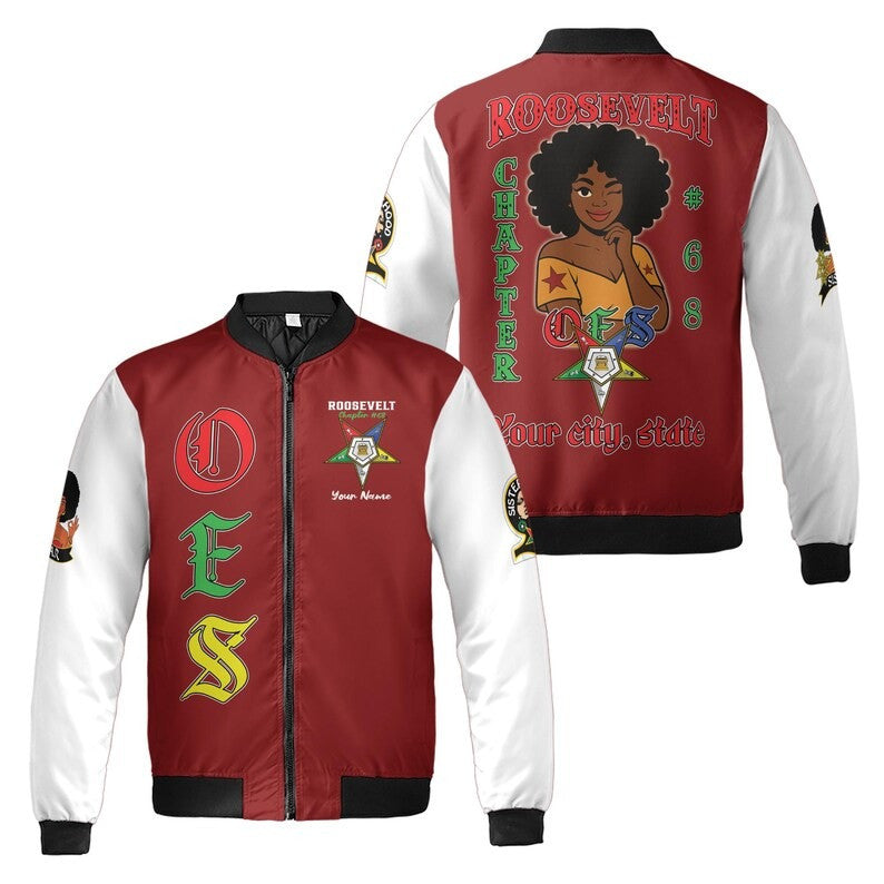 Custom Chapter Name OES Order Of The Eastern Star Sisterhood 3D Bomber Jacket Size S-5XL