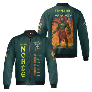 Custom Temple Name Nobles Mystic Shrine AEAONMS Pharaoh Pyramids Legendary Freemasonry 3D Bomber Jacket Size S-5XL