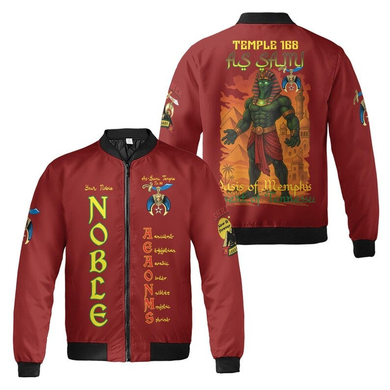 Custom Temple Name Nobles Mystic Shrine AEAONMS Pharaoh Pyramids Legendary Freemasonry 3D Bomber Jacket Size S-5XL