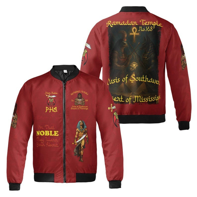 Custom Temple Name Nobles Mystic Shrine AEAONMS I'm That Noble They Warn Your About Freemasonry 3D Bomber Jacket Size S-5XL