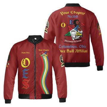 Custom Chapter Name OES Order of the Eastern Star Masonic Destined To Shine 3D Bomber Jacket Size S-5XL