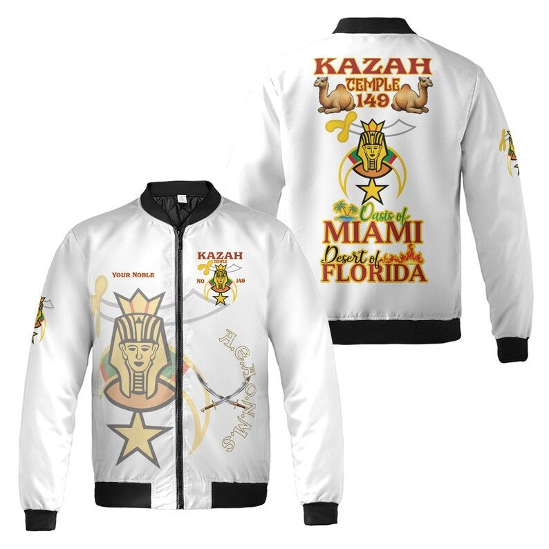 Personalized Temple Name NOBLE of the Mystic Shrine AEAONMS Freemasonry 3D Bomber Jacket Size S-5XL