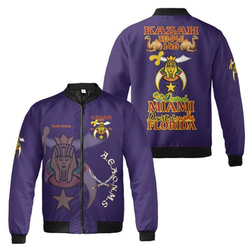 Personalized Temple Name NOBLE of the Mystic Shrine AEAONMS Freemasonry 3D Bomber Jacket Size S-5XL