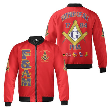 Personalized Lodge Name F&AM Prince Hall Mason Father Of All Freemasonry 3D Bomber Jacket Size S-5XL
