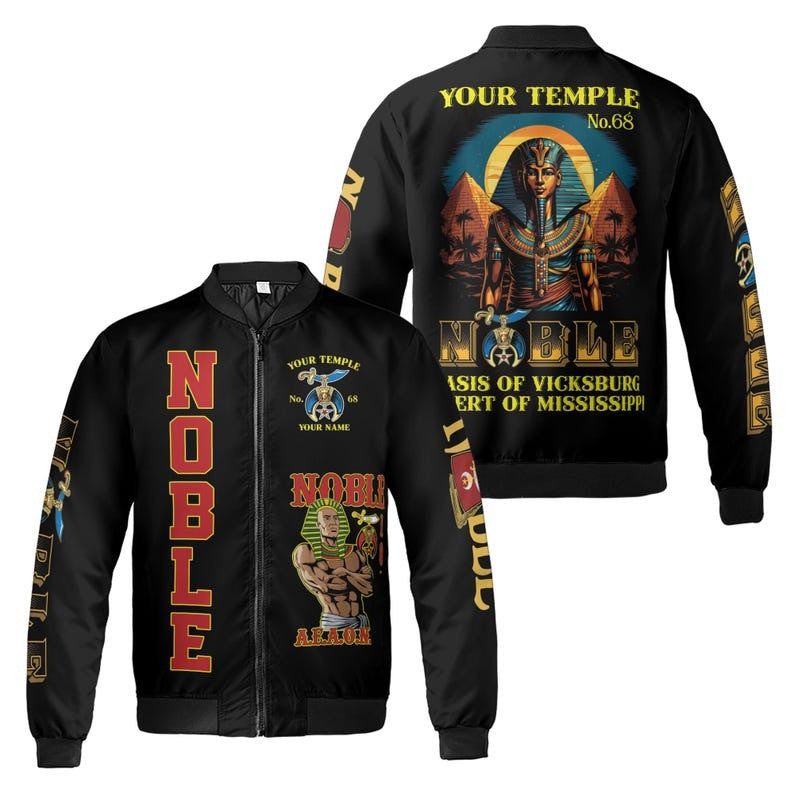 Custom King Of The Desert Shriner Nobles Mystic Ancient 3D Bomber Jacket Size S-5XL