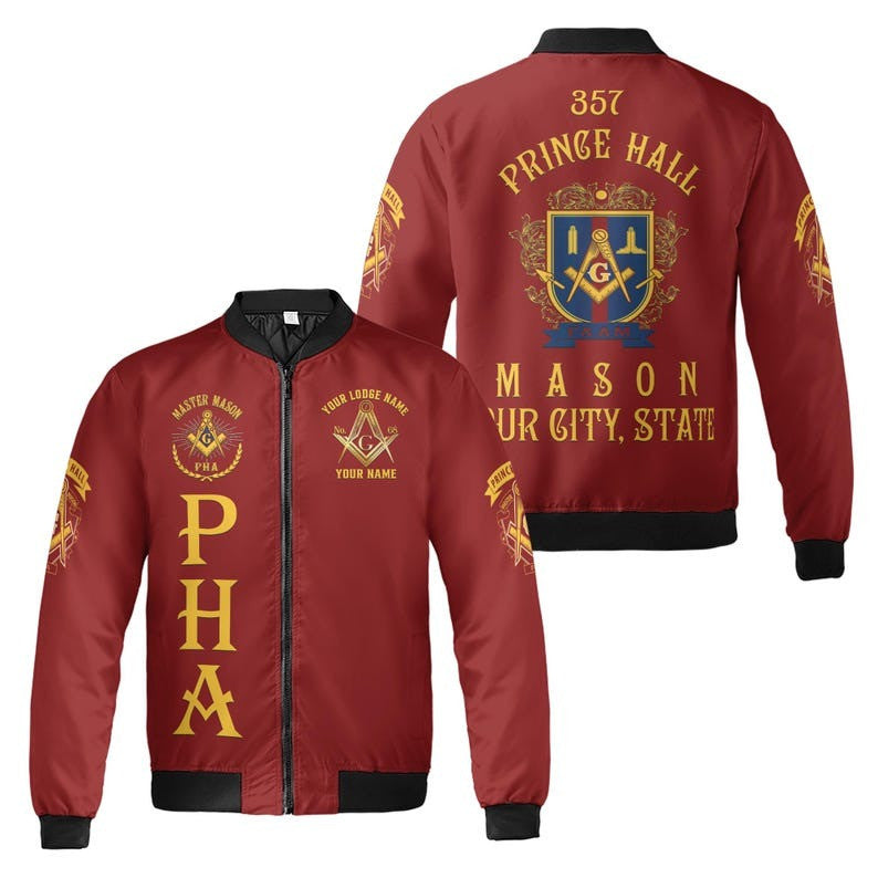 Custom Name Freemasonry 357 Prince Hall Mason 3D Bomber Jacket Size S-5XL
