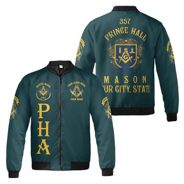 Custom Name Freemasonry 357 Prince Hall Mason 3D Bomber Jacket Size S-5XL