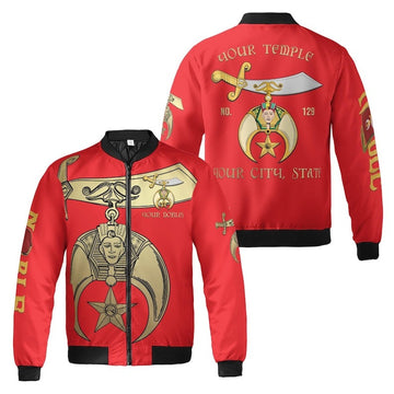Custom Your Temple and Name Shriners Symbol, Noble Shriners 3D Bomber Jacket Size S-5XL