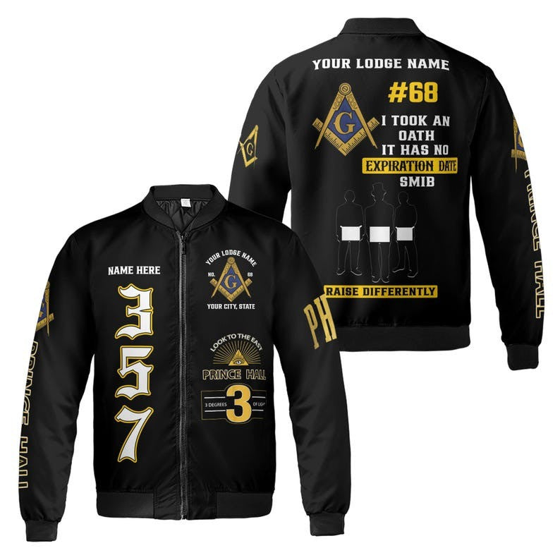 Personalized Name Freemasonry I Took An Oath Smib 357 Prince Hall 3D Bomber Jacket Size S-5XL