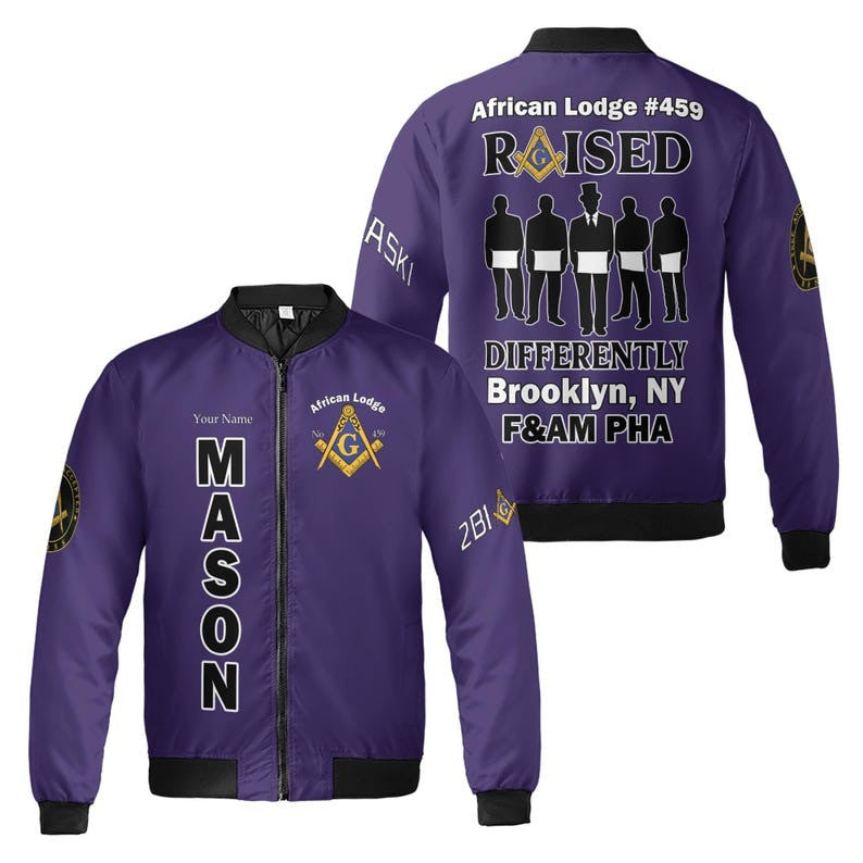 Personalized Lodge Name Raised Differntly F&AM PHA Prince Hall Affiliation Freemasonry 3D Bomber Jacket Size S-5XL