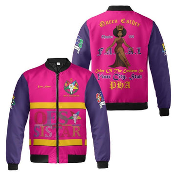 Custom Chapter Name OES Order Of The Eastern Star Sistar PHA FATAL 3D Bomber Jacket Size S-5XL