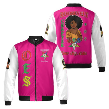Custom Chapter Name OES Order Of The Eastern Star Sisterhood 3D Bomber Jacket Size S-5XL