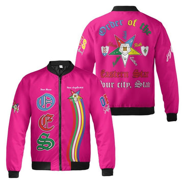 Custom Chapter Name OES Order Of The Eastern Star 1850 Electa Adah Ruth Esther Martha 3D Bomber Jacket Size S-5XL