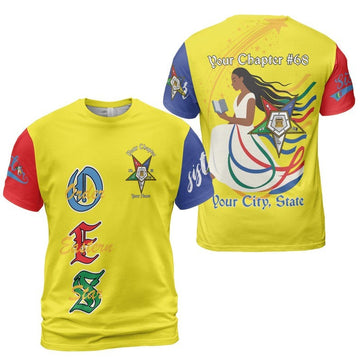 Custom Chapter Name OES Diva Sister Order Of The Eastern Color Block 3D T-shirt Size S-5XL