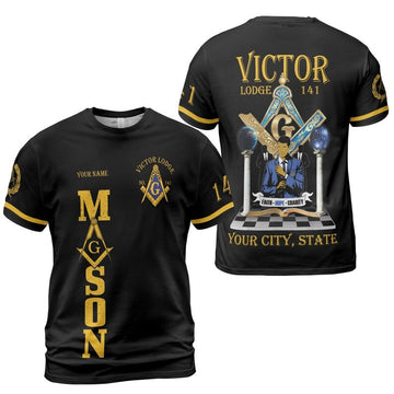 Personalized Lodge Name Faith Hope Charity PHA Prince Hall Affiliation Freemasonry 3D T-shirt Size S-5XL