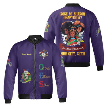 Custom Chapter Name OES Order of the Eastern Sister Destined To Shine 3D Bomber Jacket Size S-5XL