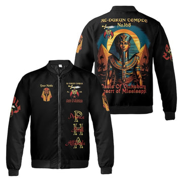 Custom Temple Name Nobles Mystic Shrine AEAONMS King Of The Desert Freemasonry 3D Bomber Jacket Size S-5XL
