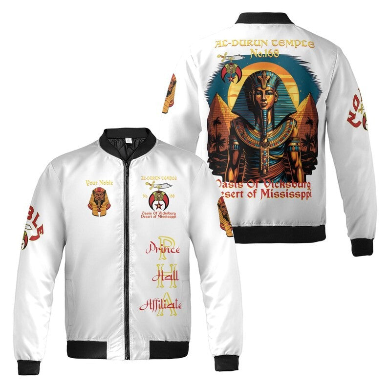 Custom Temple Name Nobles Mystic Shrine AEAONMS King Of The Desert Freemasonry 3D Bomber Jacket Size S-5XL