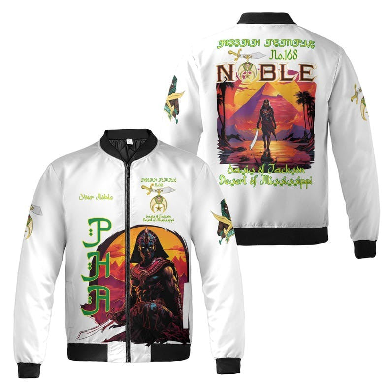 Custom Temple Name Nobles Mystic Shrine AEAONMS Sons Of The Desert Freemasonry 3D Bomber Jacket Size S-5XL