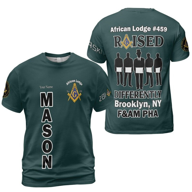 Personalized Lodge Name Raised Differntly F&AM PHA Prince Hall Affiliation Freemasonry 3D T-shirt Size S-5XL