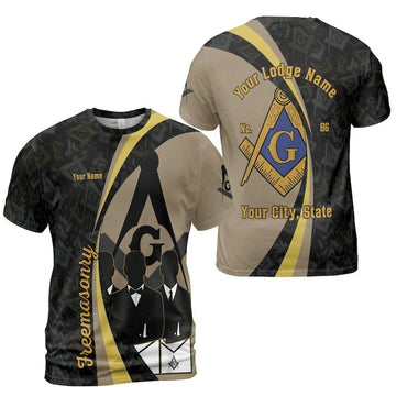 Personalized Lodge Name Prince Hall Affilated The Black Suits Masonic Pattern Freemasonry 3D T-shirt Size S-5XL
