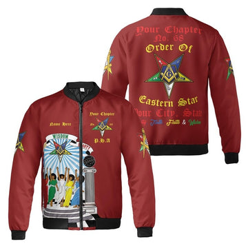 Custom Chapter Name OES Order of the Eastern Star Masonic The light connection 3D Bomber Jacket Size S-5XL