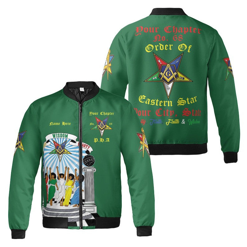 Custom Chapter Name OES Order of the Eastern Star Masonic The light connection 3D Bomber Jacket Size S-5XL