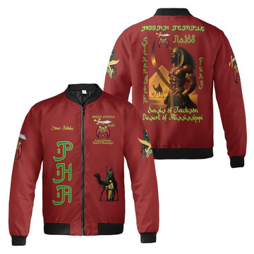 Custom Temple Name Nobles Mystic Shrine AEAONMS Strength & Fury Freemasonry 3D Bomber Jacket Size S-5XL