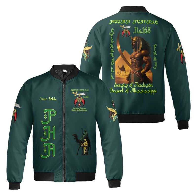 Custom Temple Name Nobles Mystic Shrine AEAONMS Strength & Fury Freemasonry 3D Bomber Jacket Size S-5XL