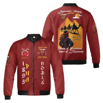 Custom Temple Name Nobles Mystic Shrine AEAONMS The Old Guard Freemasonry 3D Bomber Jacket Size S-5XL
