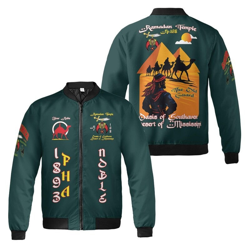Custom Temple Name Nobles Mystic Shrine AEAONMS The Old Guard Freemasonry 3D Bomber Jacket Size S-5XL