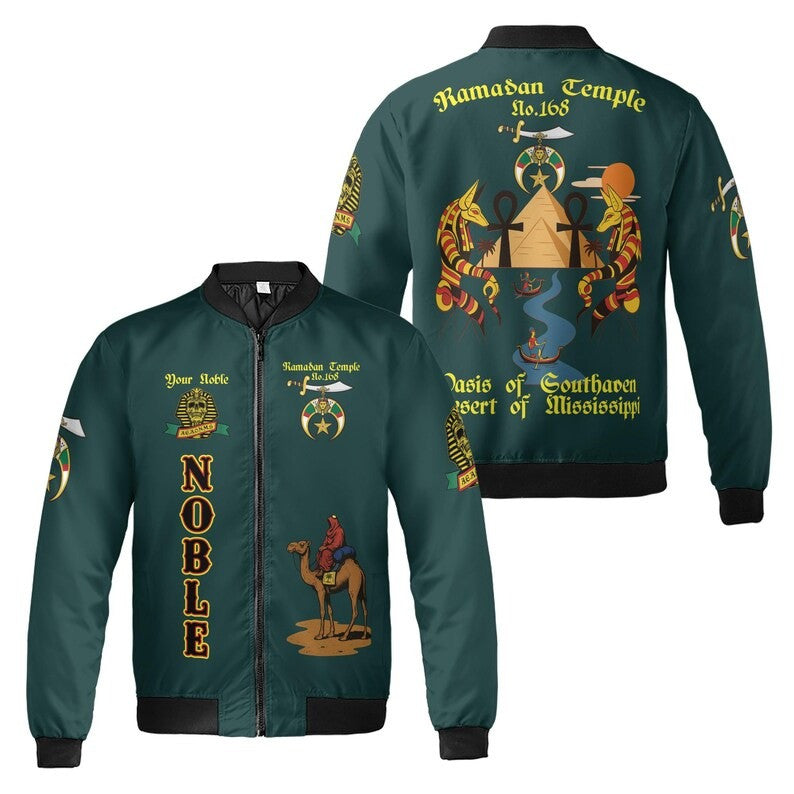Custom Temple Name Nobles Mystic Shrine AEAONMS Anubis Nile Freemasonry 3D Bomber Jacket Size S-5XL