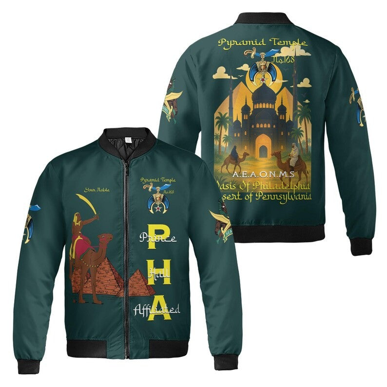 Custom Temple Name Nobles Mystic Shrine AEAONMS Temple Birds Freemasonry 3D Bomber Jacket Size S-5XL