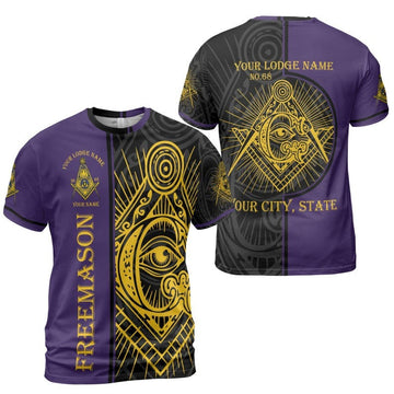 Personalized Masonic The eye Drawn Freemasonry 3D T-shirt Size S-5XL