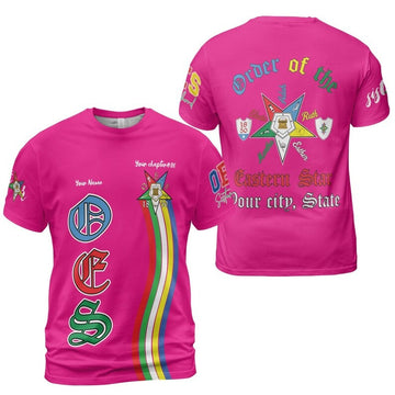 Custom Chapter Name OES Order Of The Eastern Star Destined To Shine Color Block 3D T-shirt Size S-5XL