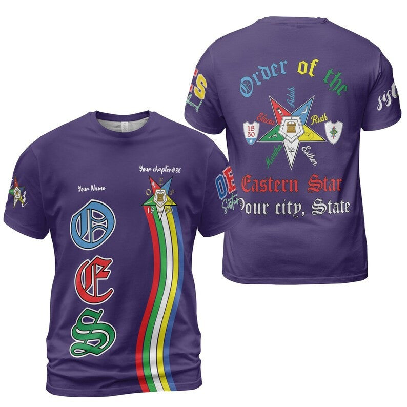 Custom Chapter Name OES Order Of The Eastern Star Destined To Shine Color Block 3D T-shirt Size S-5XL