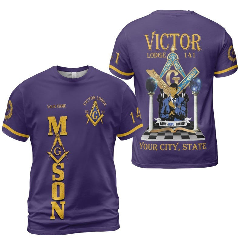 Personalized Lodge Name Faith Hope Charity PHA Prince Hall Affiliation Freemasonry 3D T-shirt Size S-5XL