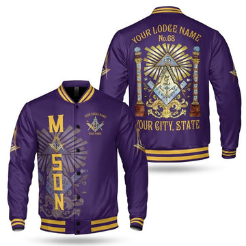 Customize Lodge Name, Name Freemasonry Sign of a Mason 3D Baseball Jacket Size S-5XL
