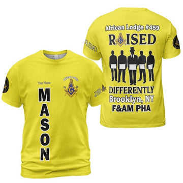Personalized Lodge Name Raised Differntly F&AM PHA Prince Hall Affiliation Freemasonry 3D T-shirt Size S-5XL