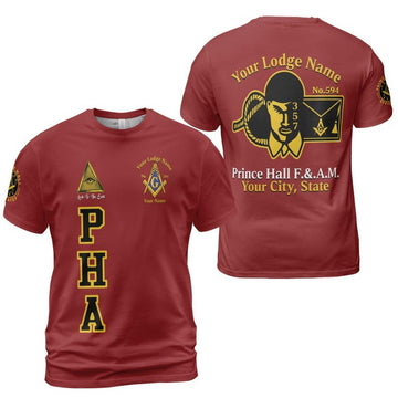 Personalized Name Prince Hall Affiliated F&AM PHA The Black Suits Freemason 3D T-shirt Size S-5XL