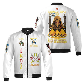 Custom Temple Name Nobles Mystic Shrine AEAONMS Kaaba Guardian PHA Freemasonry 3D Bomber Jacket Size S-5XL