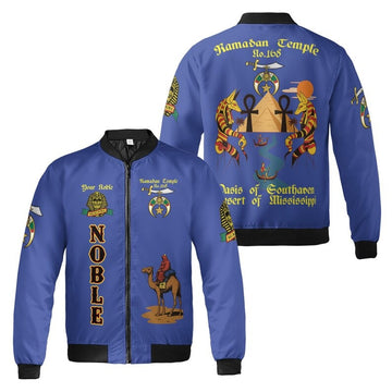 Custom Temple Name Nobles Mystic Shrine AEAONMS Anubis Nile Freemasonry 3D Bomber Jacket Size S-5XL
