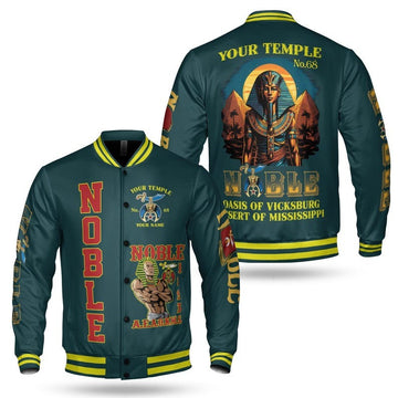 Custom King Of The Desert Shriner Nobles Mystic Ancient Freemason 3D Baseball Jacket Size S-5XL