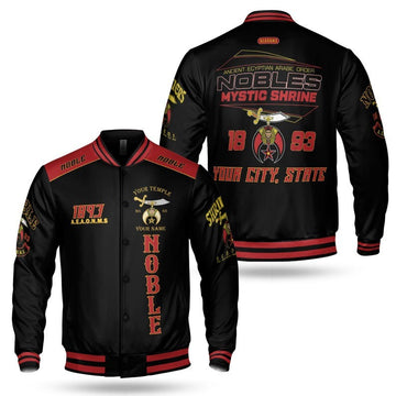 Custom Temple Name Nobles Mystic Shrine AEAONMS Freemasonry 3D Baseball Jacket Size S-5XL