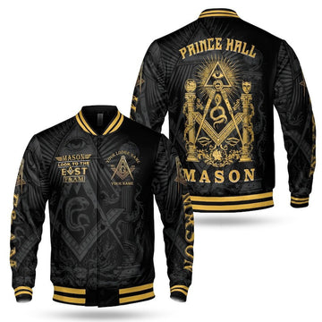 Masonic Look to the East Custom Name Prince Hall 3D Baseball Jacket Size S-5XL