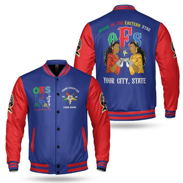 Custom Chapter OES Order of the Eastern Star Sisterhood Freemason 3D Baseball Jacket Size S-5XL