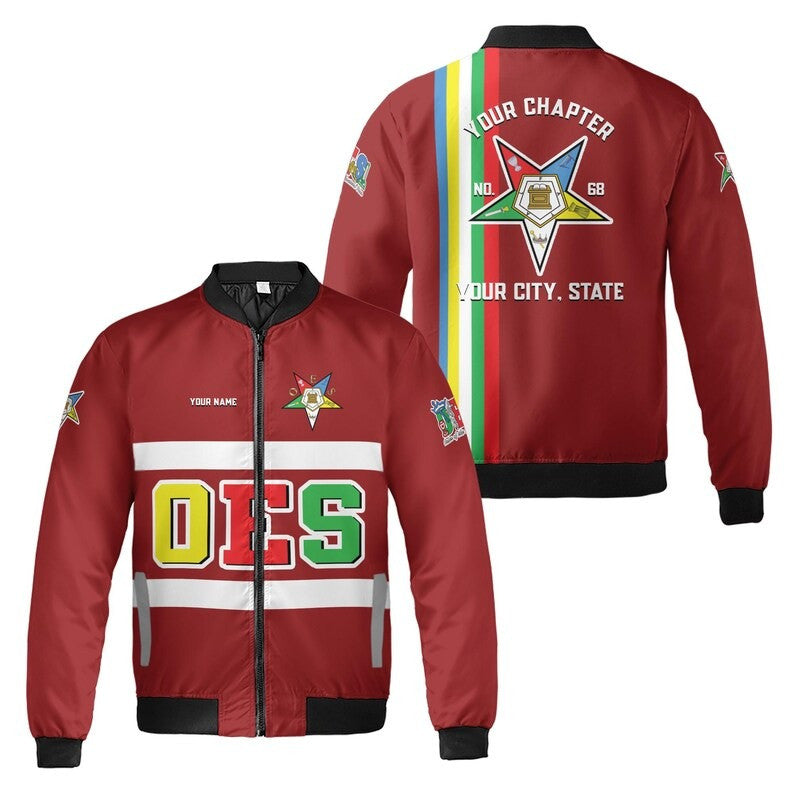 Custom Chapter Name OES Order of the Eastern Star Sistar Freemasonry 3D Bomber Jacket Size S-5XL